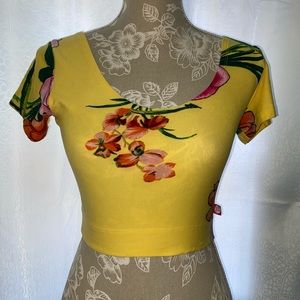 Yellow Rose Printed Ballerina Crop Top